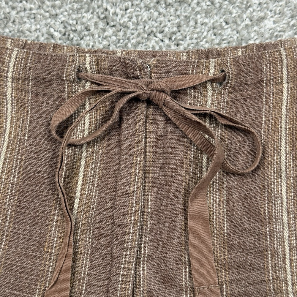 Pendleton Petite Linen Pants Women 12 Brown Striped Relaxed Casual - Picture 9 of 10